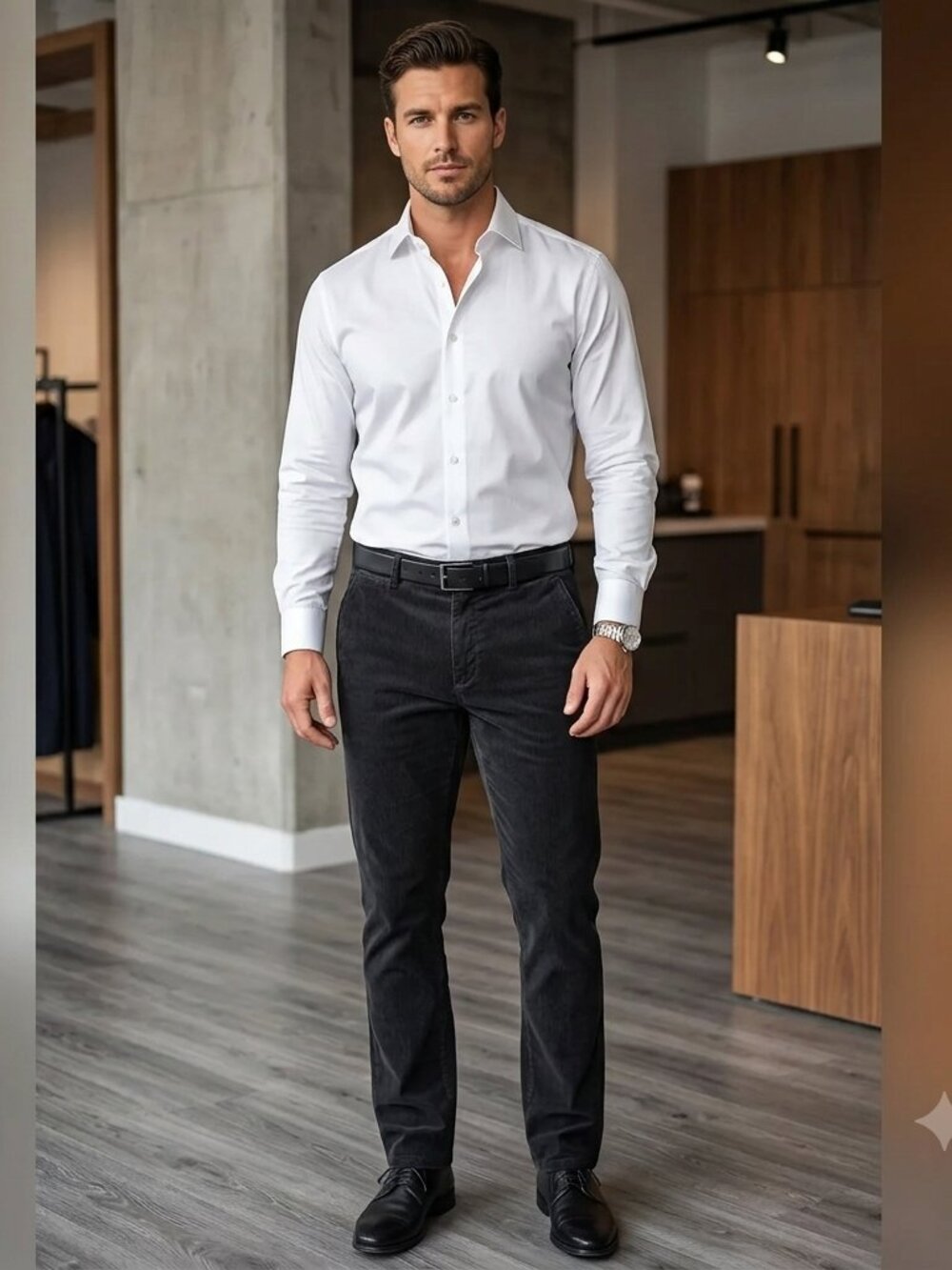 Giorgio Armani Men’s Black Corduroy Straight Leg Pants Size 42 Designer Luxury